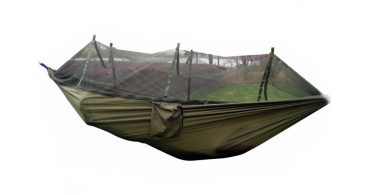Top 5 Best Camping Hammocks FOME Portable High Strength Parachute Fabric Hammock Hanging Bed With Mosquito Net