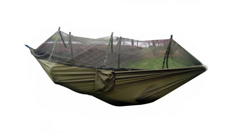 Top 5 Best Camping Hammocks FOME Portable High Strength Parachute Fabric Hammock Hanging Bed With Mosquito Net