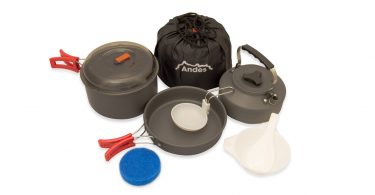 camp cooking Andes Portable Camping Anodised Aluminium Cookware cooking Set Pots and Pans camping things to bring trekking